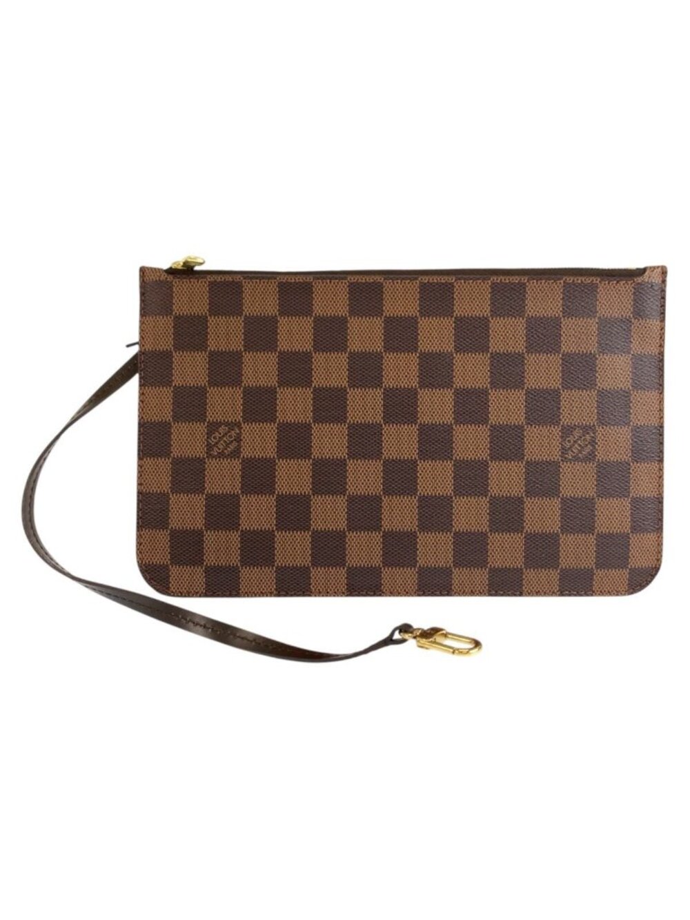Louis Vuitton Damier Neverfull Pouch Brown Gold